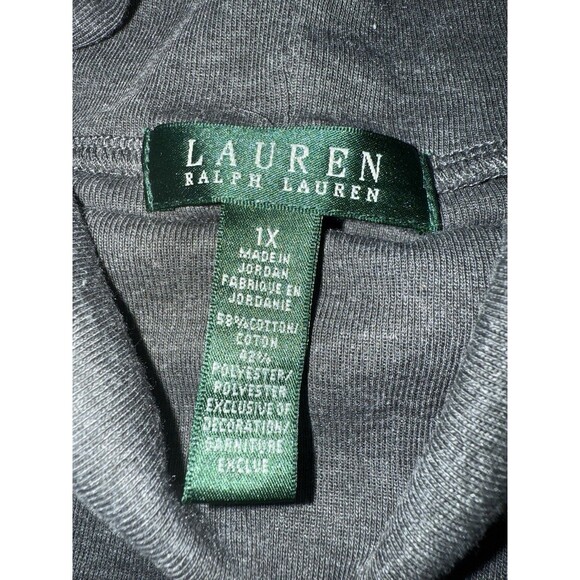 Lauren Ralph Lauren Gray Turtleneck Top 1X Long Sleeve Pullover Classic Basic - Picture 8 of 9